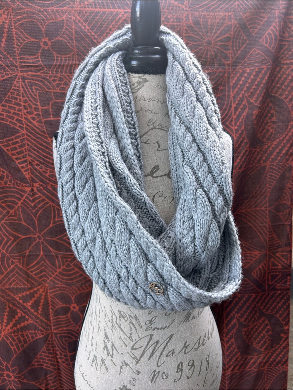MICHAEL Michael Kors Light Gray Cable Knit Infinity Scarf‎